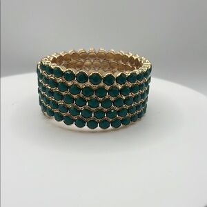 1348. Cara New York Gold and‎ Green Wraparound Bracelet